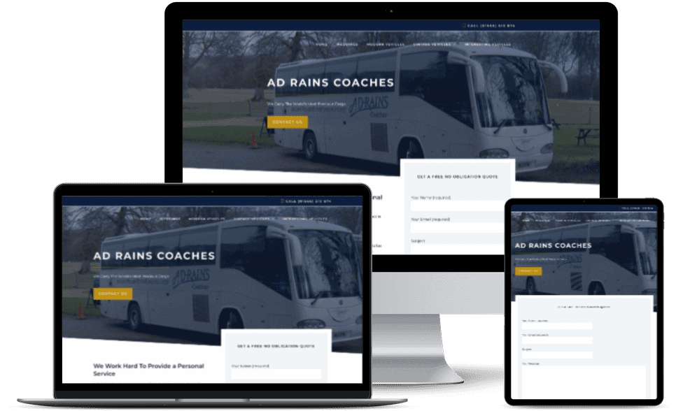 AD Rains Coaches Website Mockup